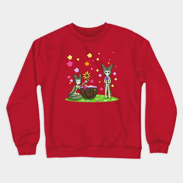 Snail and slug with flowers Crewneck Sweatshirt by VixenwithStripes